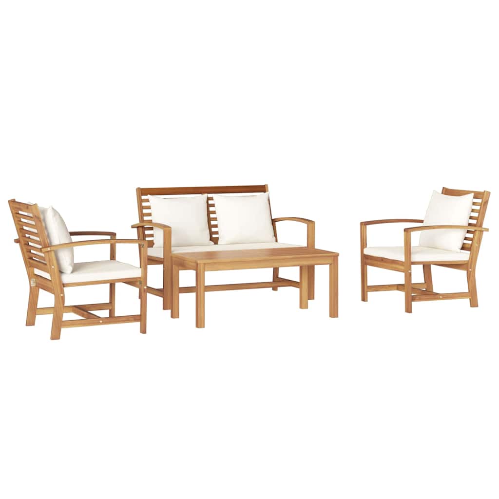 Garten-Sofa-Set Natur Teak-Massivholz